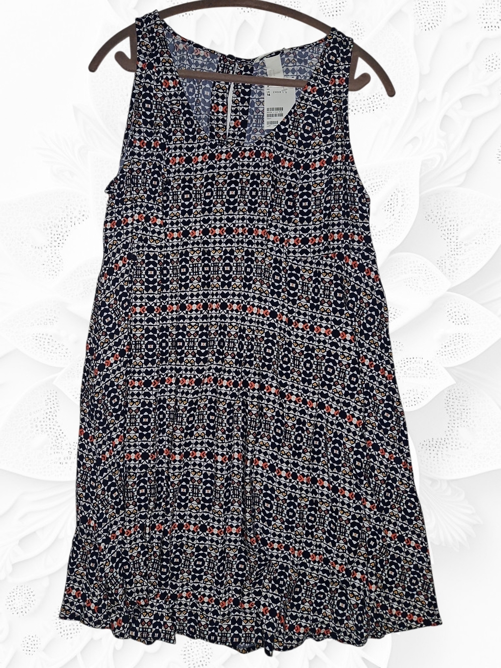H&M Geometric Tribal Print Sleeveless Dress - Size 14